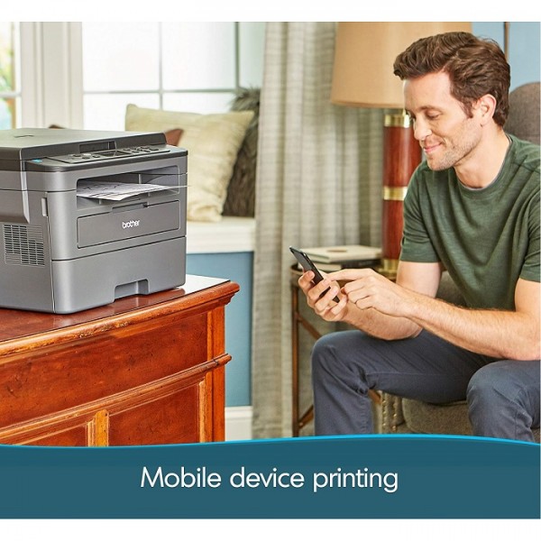 Brothers Monochrome Laser Printer with Convenient Flatbed Copy and Scan Duplex and Wireless Printing-HL-L2390DW